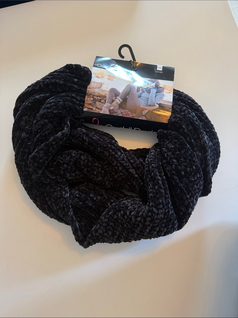 Cuddl Duds Black Plush Infinity Scarf